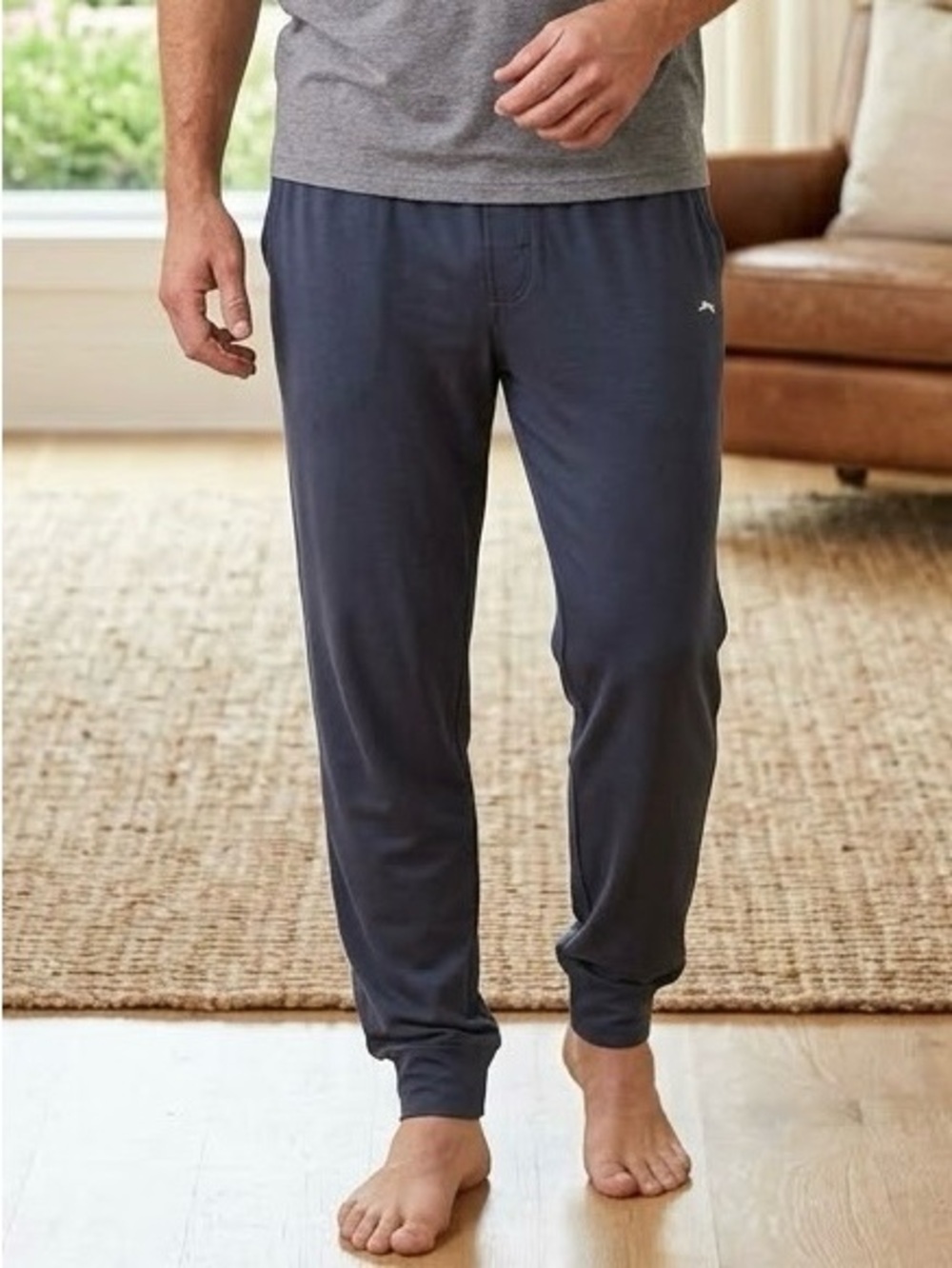 Tommy Bahama Grey Knit Luxury Lounge Jogger Pants Sweatpants Lightweight Relaxed
